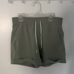sage green lululemon shorts w/ drawstring